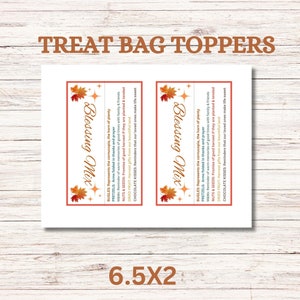 Blessing Mix Bag Topper, Blessing Mix Favor Tag, Thanksgiving Treat Bag ...
