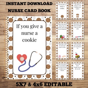 Se regali a un'infermiera un libro di biscotti stampabile, libro di carte regalo di apprezzamento per infermiere, libro di carte regalo di ringraziamento per infermiera modificabile, mini libro di carte regalo