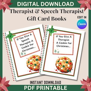 Livre cadeau « Si vous offrez un biscuit à votre orthophoniste » Imprimable, carte-cadeau de remerciement pour un thérapeute, livre de cartes-cadeau de remerciement pour orthophoniste