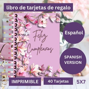 Libro di carte regalo di compleanno per mamma, carte regalo di Natale stampabili per ragazze, libro di carte regalo per adolescenti, libretto di carte regalo di compleanno, spagnolo spagnolo