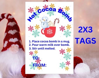 Hot Chocolate Bomb Gift Tag, Hot Cocoa Bomb Gift Tag, Christmas Cocoa Gift Tags, Printable Hot Chocolate Gift Tags