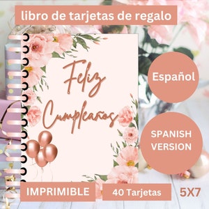 Libro di carte regalo di compleanno per mamma, carte regalo di Natale stampabili per ragazze, libro di carte regalo per adolescenti, libretto di carte regalo di compleanno, spagnolo spagnolo