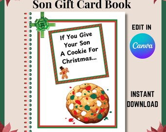 If You Give Your Son a Christmas Cookie Gift Book Printable, Son Christmas Gift Card Book, If You Give Your Son A Cookie Book Editable