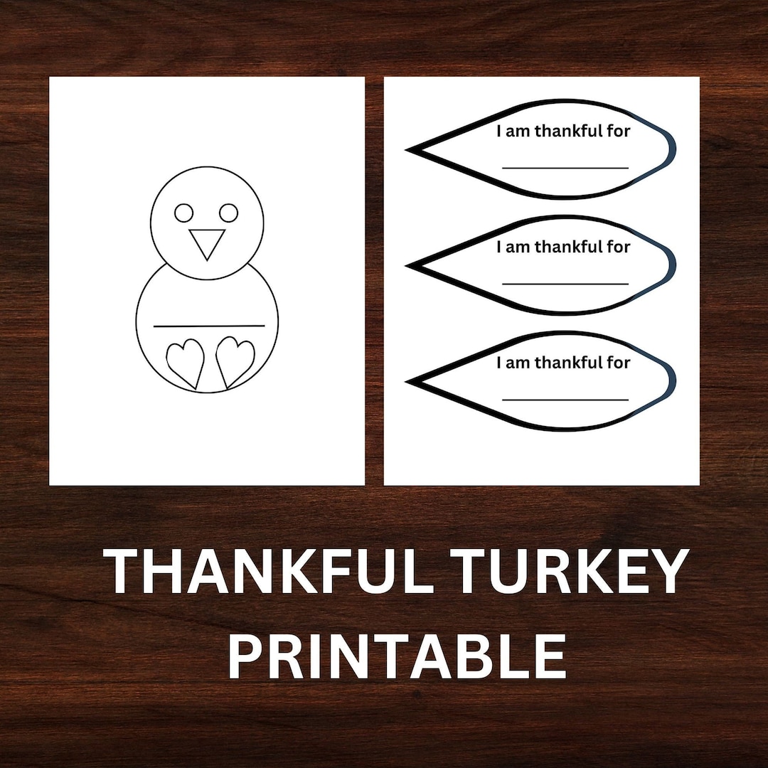 thankful turkey printable: thanksgiving kids activity (pdf) - etsy