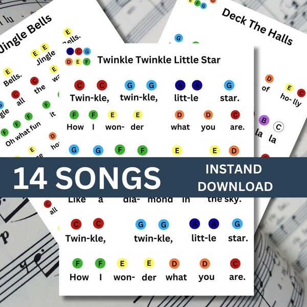 Handbell Sheet Music Instant Digital Download, Printable Hand Bell Music Sheets