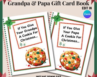If You Give Your Grandpa A Cookie, If You Give Your Grandpa a Christmas Cookie Gift Book Printable, Grandpa Gift Card Book, Papa Cookie Book