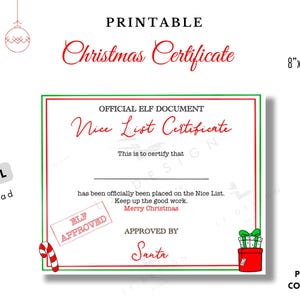 Christmas Certificate Nice List - PDF Instant download | plus 4 bonus Christmas Colouring pages - Printables
