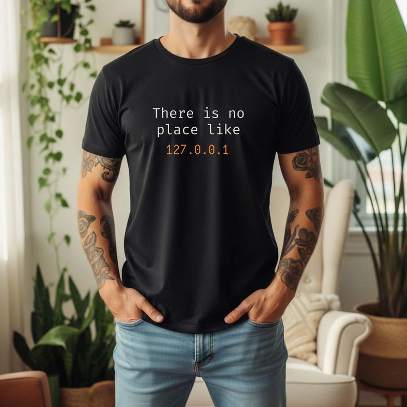 Coder T-Shirt | Developer Humor, Java, Python, C# (127.0.0.1) Black