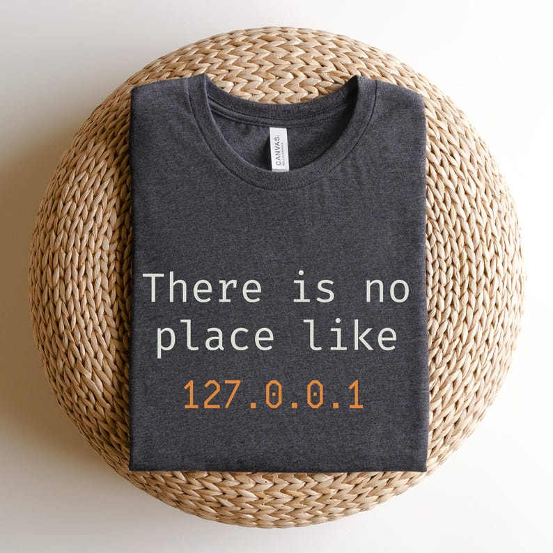 Coder T-Shirt | Developer Humor, Java, Python, C# (127.0.0.1) Dark Grey Heather