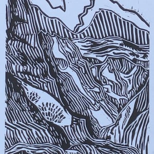 Mountain lino print