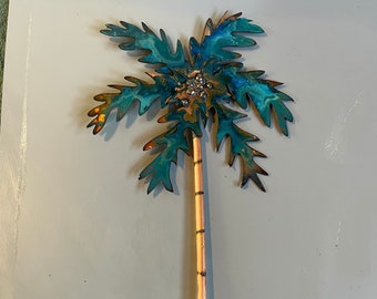 Palm tree, copper palm tree,Verdigris Copper Palm Tree, Handmade Tropical Art