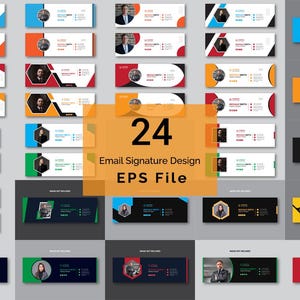 Modern Business Email Signature Template Bundle | Editable EPS Format | Customizable Professional Email Footer Designs