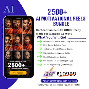 2500+ AI Motivational Reels Bundle | Viral Short Videos for Instagram, YouTube Shorts & TikTok | Editable, Ready-to-Post Content
