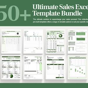 Pacchetto di oltre 50 modelli Excel per le vendite / Dashboard, Tracker, Report KPI e Previsioni delle vendite / Fogli Google ed Excel / Kit di fogli di calcolo stampabili