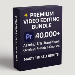 Premium Video Editing Bundle for Adobe Premiere Pro | 40,000+ Assets, LUTs, Transitions, Overlays, Presets & Courses | Master Resell Rights