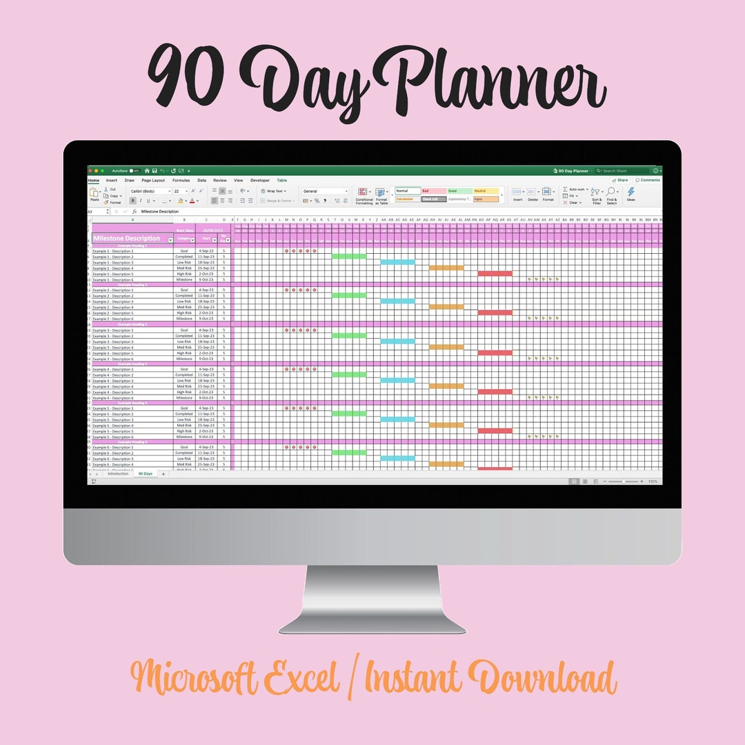 90 Day Planner Excel Template Etsy 90 Day Planner Excel Template Etsy