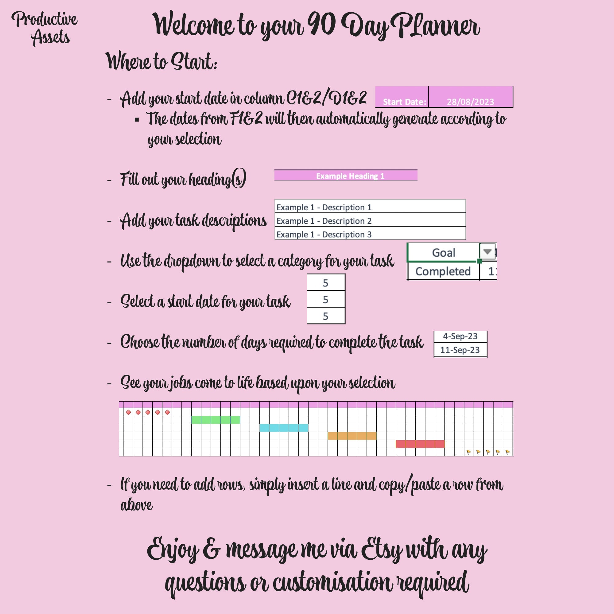 90 Day Planner Excel Template Etsy 90 Day Planner Excel Template Etsy