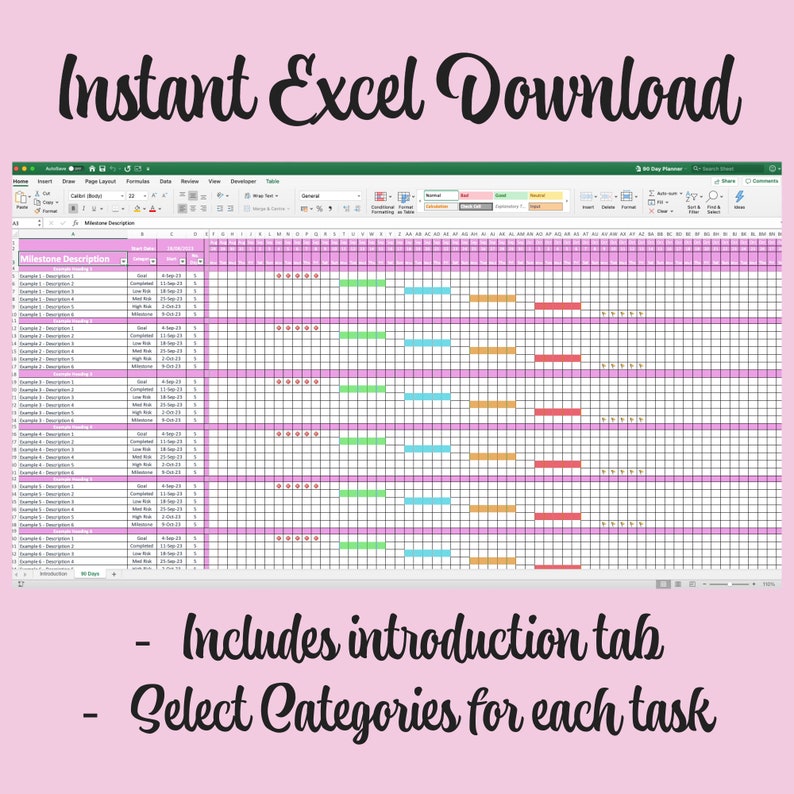 90 Day Planner Excel Template - Etsy