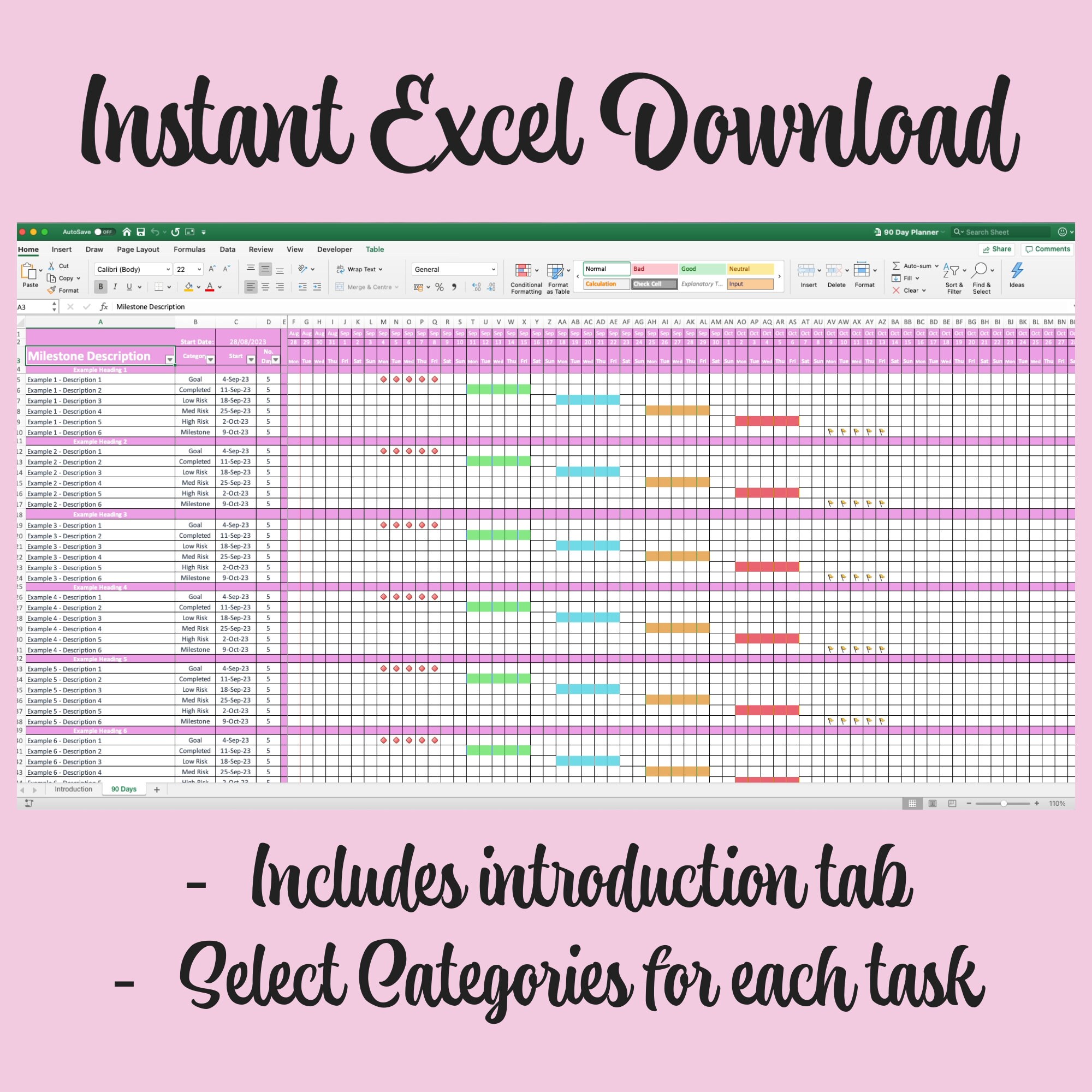 90 Day Planner Excel Template Etsy 90 Day Planner Excel Template Etsy