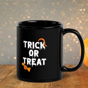 Trick or Treat Halloween Coffee Mug, Funny, Humor, Cartoon, Gift for Men and Women, Present, Birthday, Holiday.