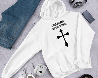 Sudadera con capucha "Caminando con fe", sudadera con cruz cristiana