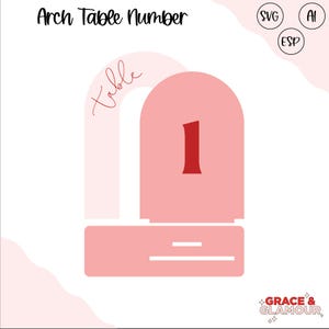Porte-numéros de table en arc SVG | Fichier de numéro de Table de mariage découpé au laser | Panneaux de table en arc modernes | Téléchargement numérique laser | Décoration de table en acrylique