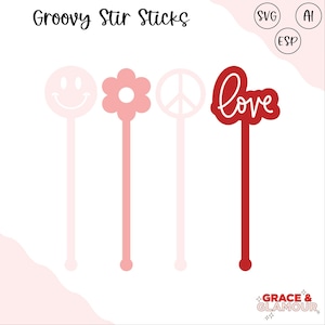 Groovy Stir Sticks SVG: Retro Cocktail Party Accessories (Digital Download)