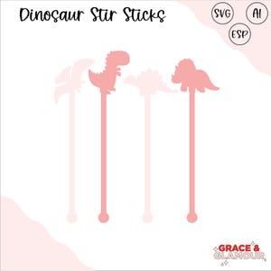Dinosaur Stir Sticks | Drink Stirrers Laser Cut File | Dino Acrylic Cocktail Stirrers | Kids Party Accessories | Laser Digital Download