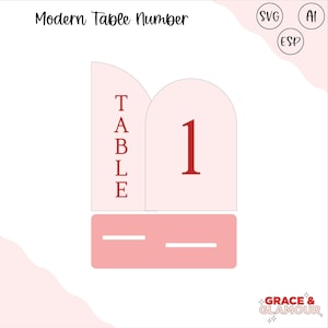Modern Table Number SVG | Laser Cut Table Number File | Wedding Reception Decor | Laser Digital File | Acrylic or Wood Table Numbers
