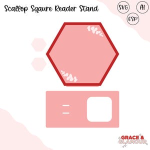 Hexagon Square Reader & Visitenkartenhalter SVG | Laser-Schnitt-Aufsteller-Datei | POS-Marktplatzständer für Glowforge | Acryl Ständer Vorlage