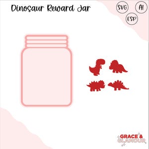 恐竜のご褒美ジャー SVG | 子供行動チャート レーザーカットファイル | 恐竜トークンジャー | アクリル製家事インセンティブトラッカー | レーザーデジタルダウンロード