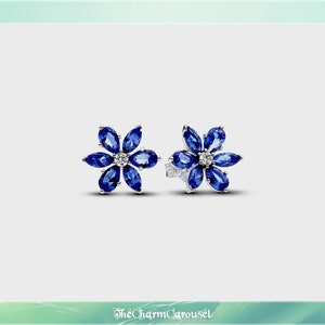 Funkelnde Blaue Herbarium Cluster Set S925 Sterling Silber Schmuck Set, Charms, Schmuck, Geschenk für sie, Frauen Zubehör Bild 3