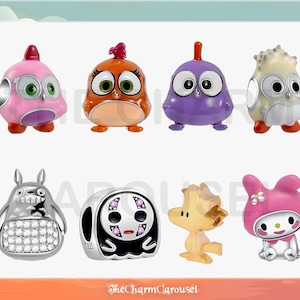 Dijes de personajes de dibujos animados, plata de ley S925, pequeños y bonitos dijes, cuentas de pulsera, cuentas de dibujos animados