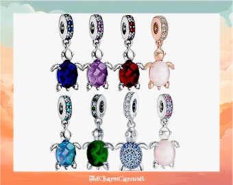 Charme tortue de mer en verre de Murano vibrant - Perles de charme - Argent sterling 925 - Bijoux pour femmes