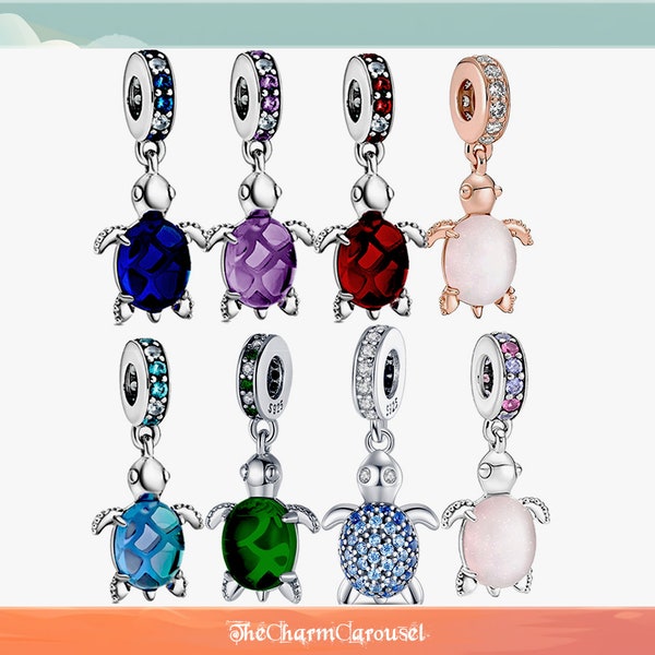 Charme tortue de mer en verre de Murano vibrant - Perles de charme - Argent sterling 925 - Bijoux pour femmes