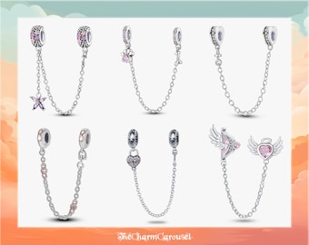 Chaînes de sécurité roses élégantes - Argent sterling - Chaînes de bracelet pour bracelet, charmes, perles