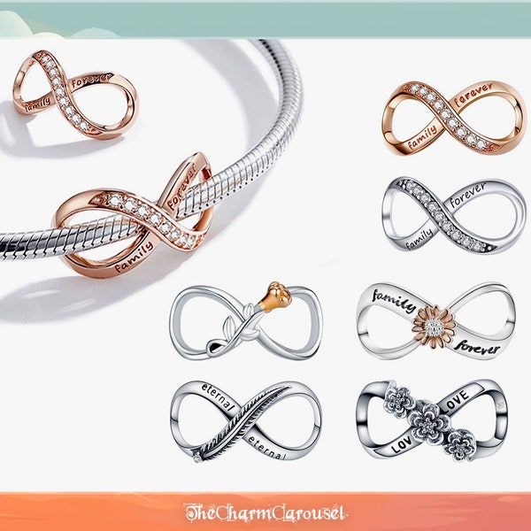 Eternal Knot - 925 Silber Infinity Symbol Anhänger für Armband, Armbandanhänger, Infinity Zubehör