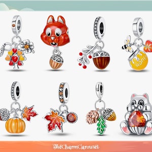 S925 Sterling Silver Autumn Leaves Charms - Fall Jewelry, Accessories for Fall, Autumn Bracelet Beads, Fits Charm Bracelet