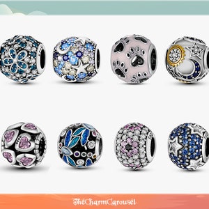 Vibrant Round CZ Zircon Charms Colorful Charms, 925 Sterling Silver Fits Original Bracelet, Charm Beads image 1