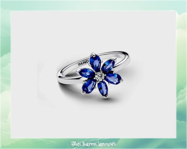 Ensemble herbier bleu scintillant Ensemble de bijoux en argent sterling S925, breloques, bijoux, cadeau pour elle, accessoires femme image 5