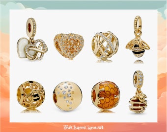 Vergulde elegantie - Charms uit de Gold & Honey-serie - 925 sterling zilveren kralen voor bedelarmband