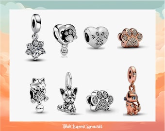Adorable Animal Charms - Cat, Puppy, Paw, Kitty, Dog Charms - 925 Silver - DIY Bracelet Jewelry for Women