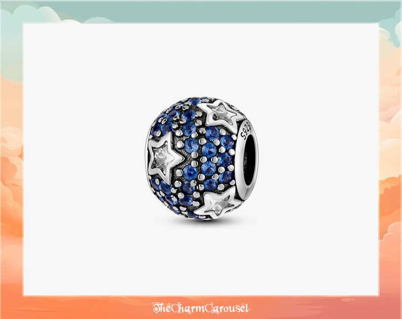 Vibrant Round CZ Zircon Charms Colorful Charms, 925 Sterling Silver Fits Original Bracelet, Charm Beads 8
