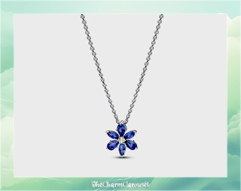 Ensemble herbier bleu scintillant Ensemble de bijoux en argent sterling S925, breloques, bijoux, cadeau pour elle, accessoires femme image 2