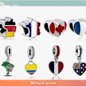 Flag Charms for Your Bracelet 2 - Represent Your World with Sterling Silver Beads, Bracelet Charms