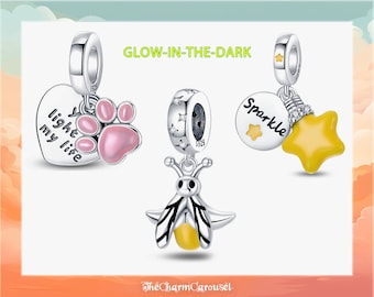 Glow-in-the-Dark Charms Set, S925 Sterling Silber Beads, passend für Original Armband