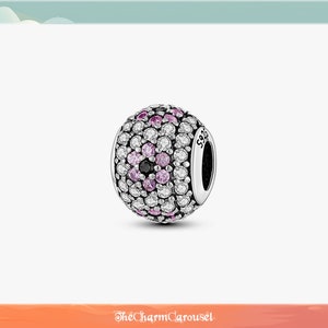 Vibrant Round CZ Zircon Charms Colorful Charms, 925 Sterling Silver Fits Original Bracelet, Charm Beads 6