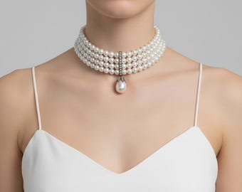 Abercrombie and Fitch Faux Pearl Necklace Choker 