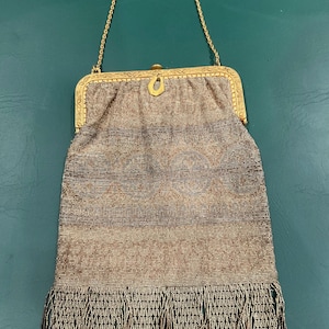 Borsa da donna francese Art Déco antica con perline