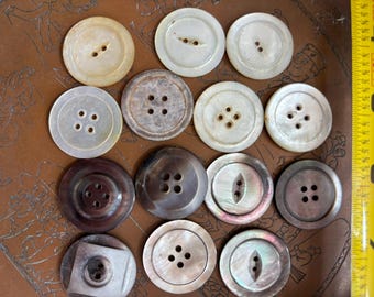 14 Antique 1”  mother of pearl buttons